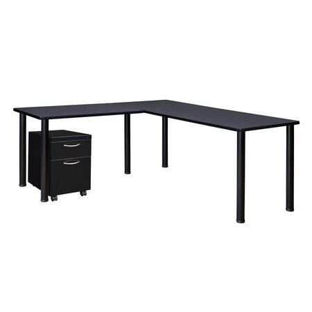 Kee Desking Kee L-Desks with Storage, 66 D X 29 H, 60 W X Wood, Metal MLSPM602442GYBPBK